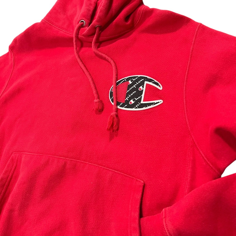 Champion Red  Small Reverse‎ Weave Hoodie Big Logo Men's